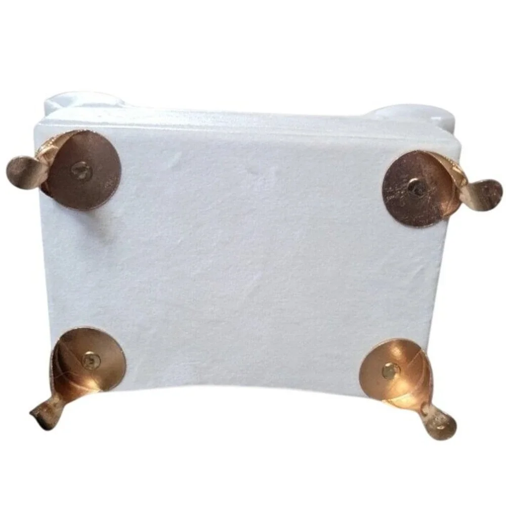 Willow & Riley Cream Velvet Armchair Jewelry‎ Box with Mirror Gold Legs NWT